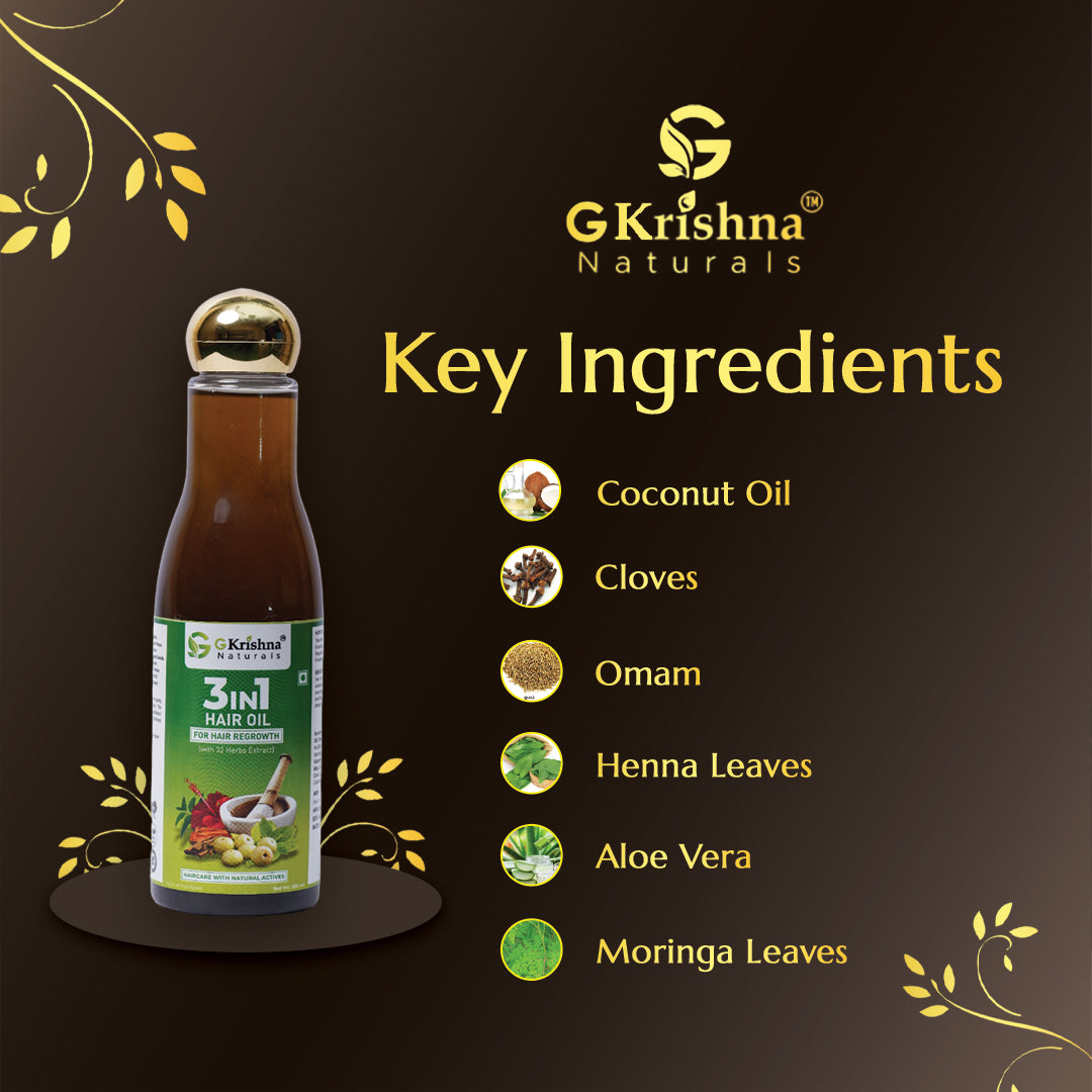 3 in 1 Herbal Hair Oil With 32 Herbs Extract for Hair Growth